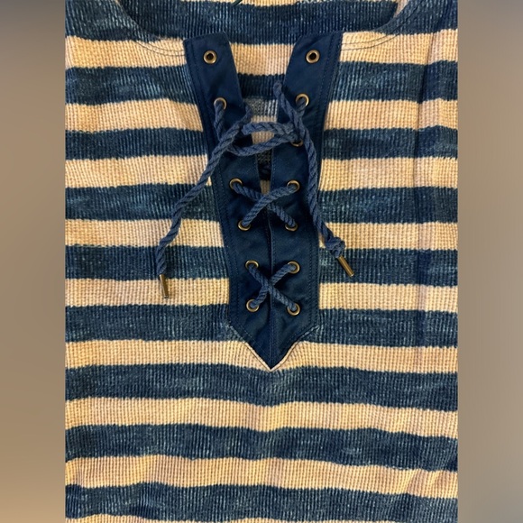 Ralph Lauren stripes navy beige with tie long sleeves top - Picture 6 of 10